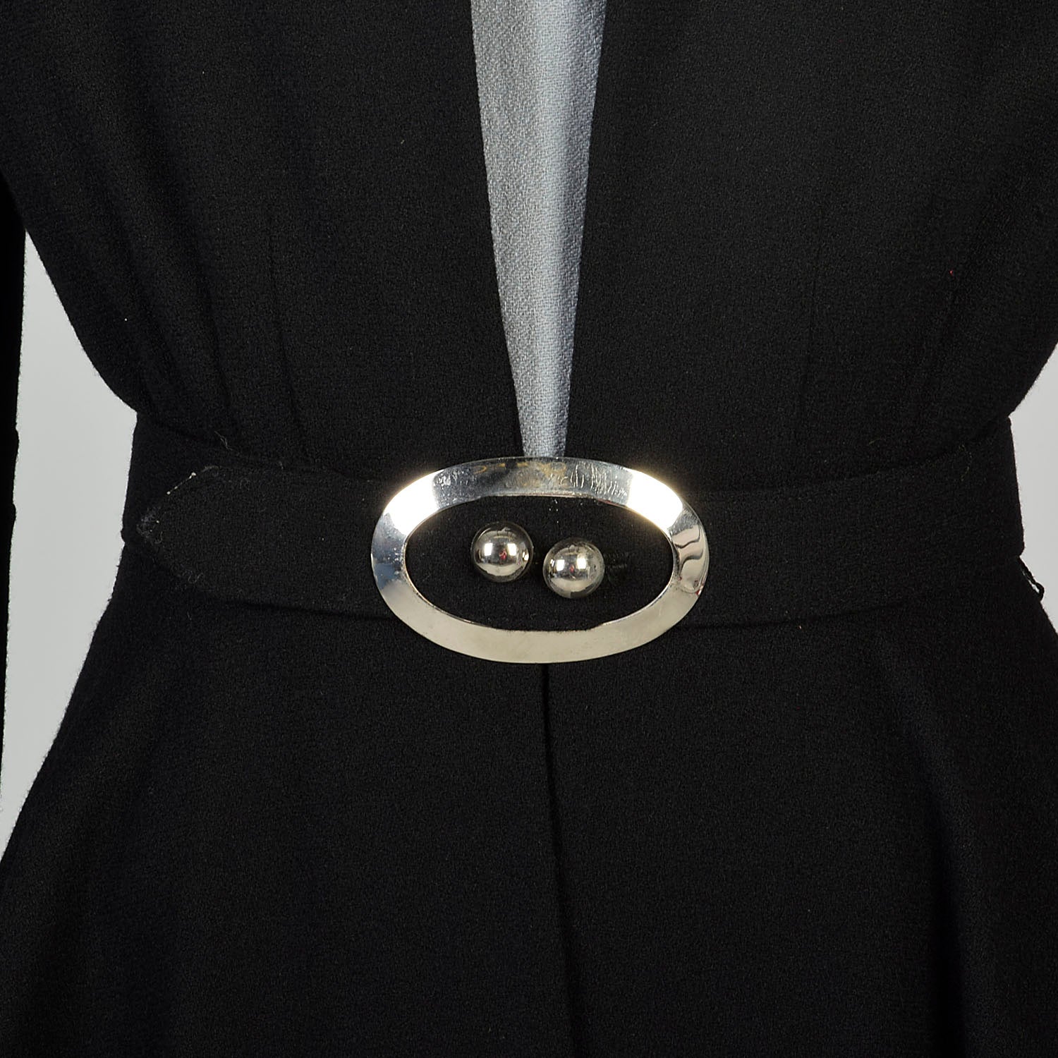 XS 1940s Dress and Jacket Set Belted Black Suit Set