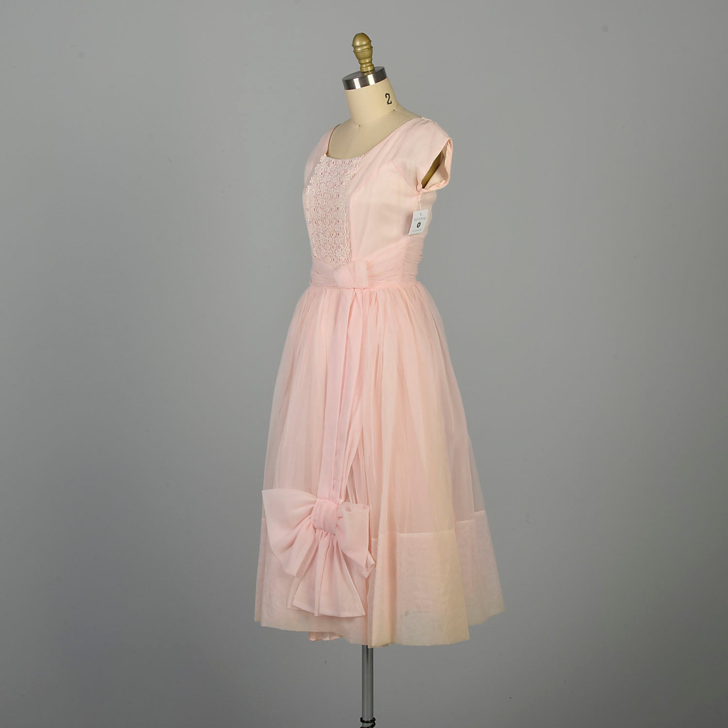 XS 1950s Dress Pink Party Bow Dress