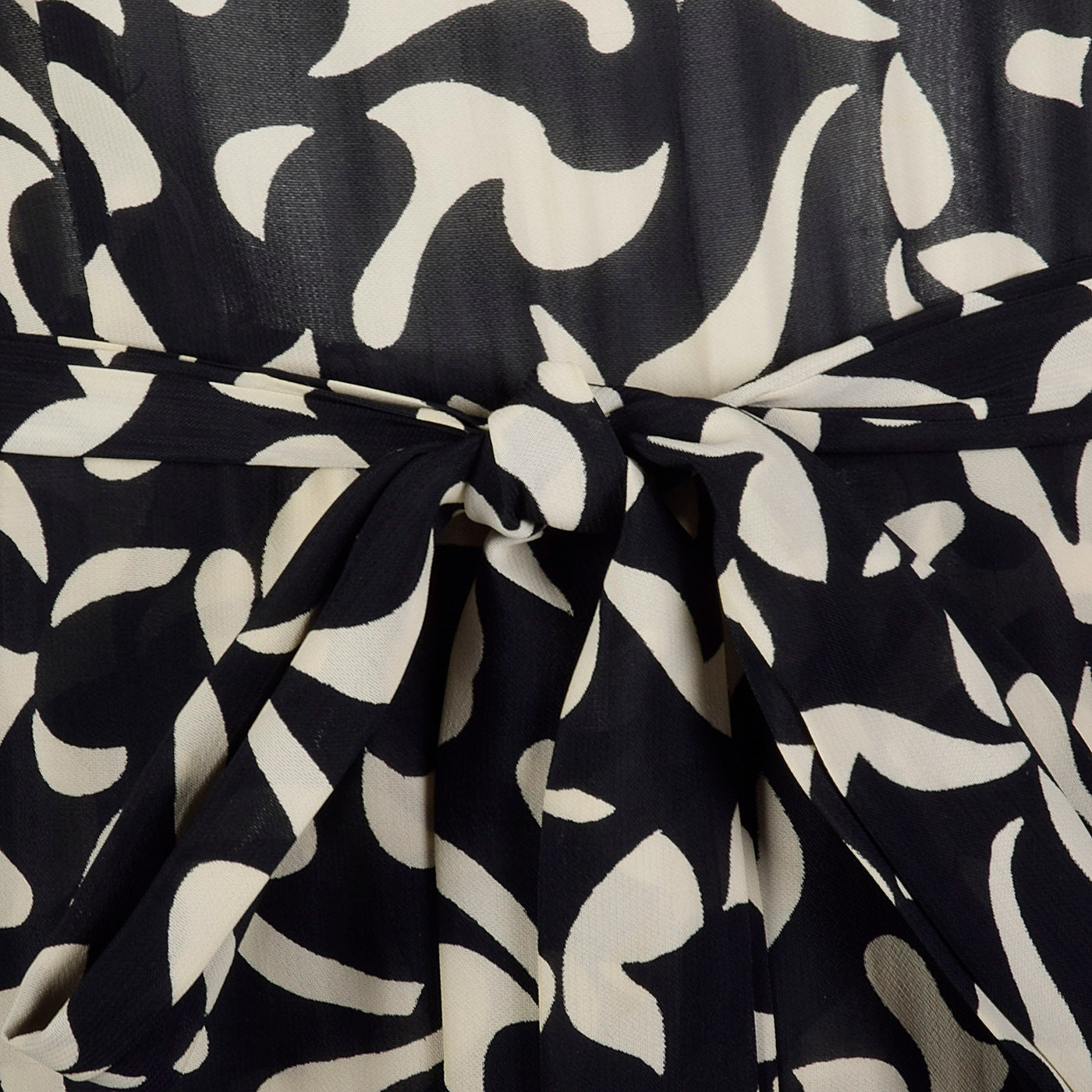 1940s Black and White Print Dress with Sheer Overlay