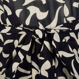 1940s Black and White Print Dress with Sheer Overlay