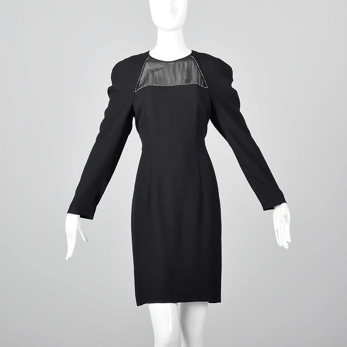 1990s Black Shift Dress with Illusion Bust Style & Salvage 1990s Black Shift Dress with Illusion Bust Style & Salvage