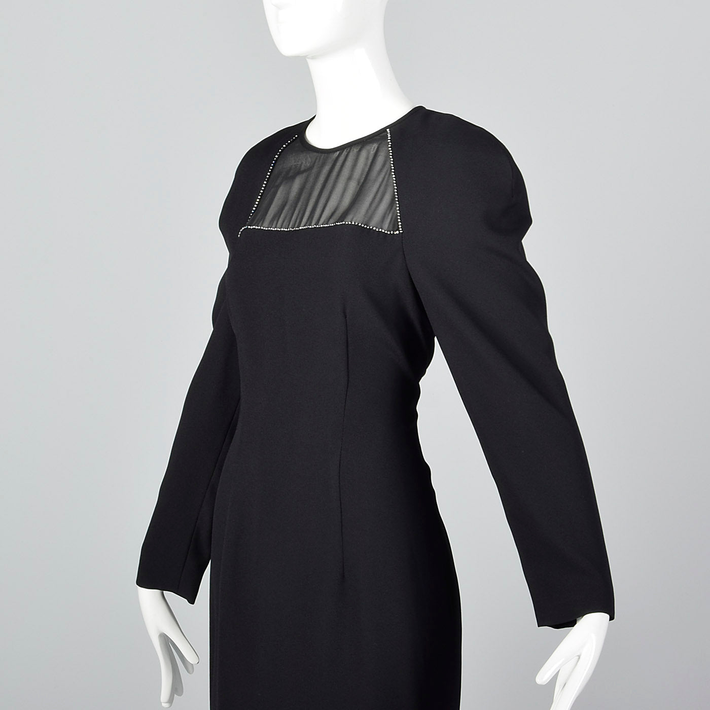 1990s Black Shift Dress with Illusion Bust