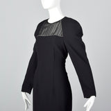 1990s Black Shift Dress with Illusion Bust