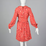 Unbranded 60s Pink and Red Psychedelic Tweed Dress