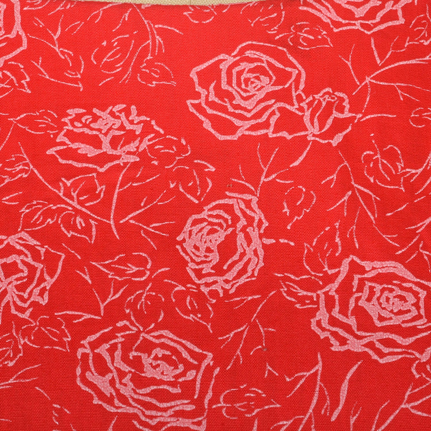 XXS 1950s Novelty Print Dress Faux Corset Laced Waist Red Rose Cotton Short Sleeve