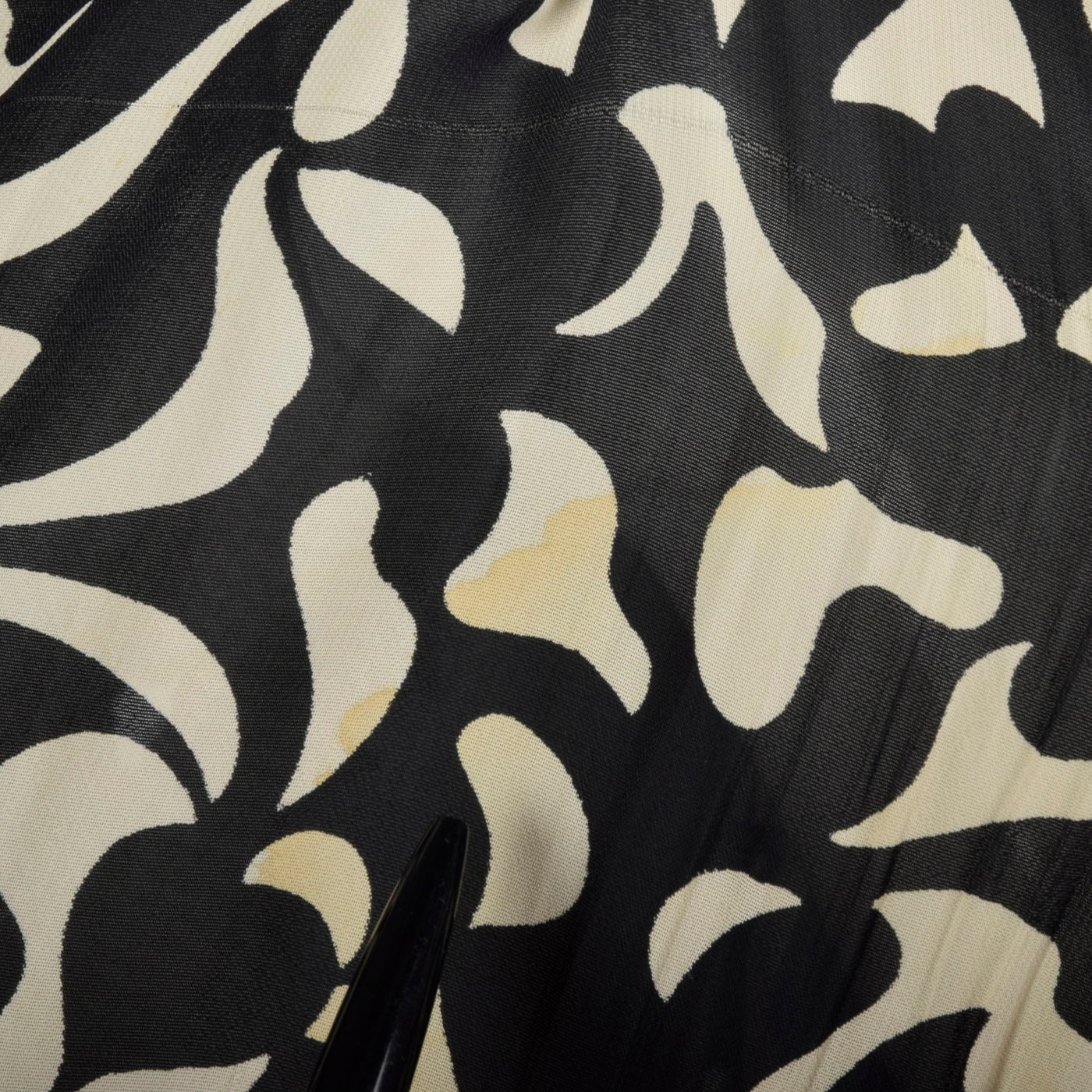 1940s Black and White Print Dress with Sheer Overlay