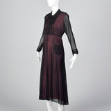 1990s Sheer Black Dress with Pink Lining