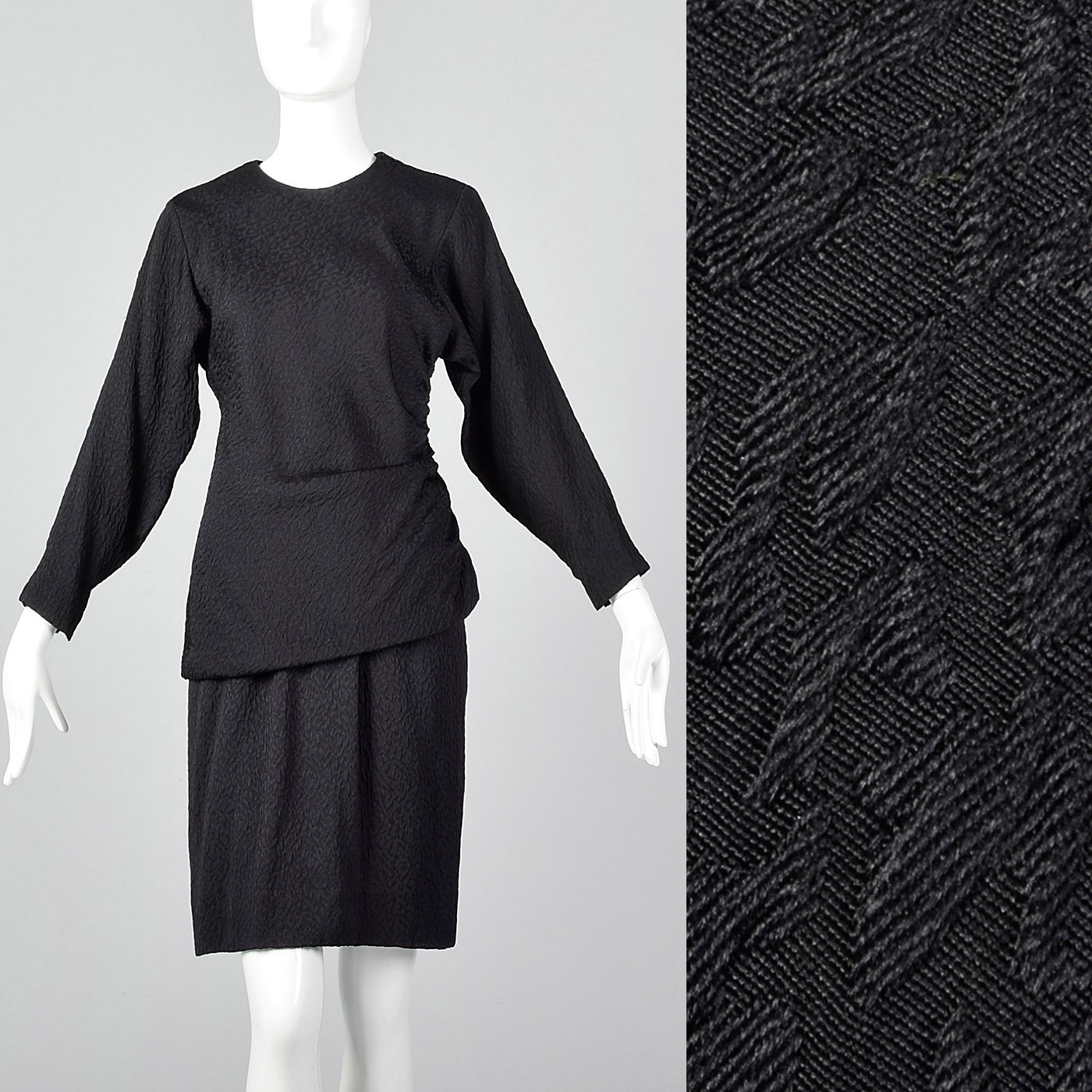 1990s Oscar de la Renta Black Two Piece Dress