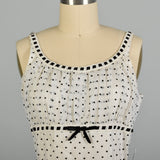 Medium 1950s Black & White Sleeveless Polka Dot Fit & Flare Party Dress