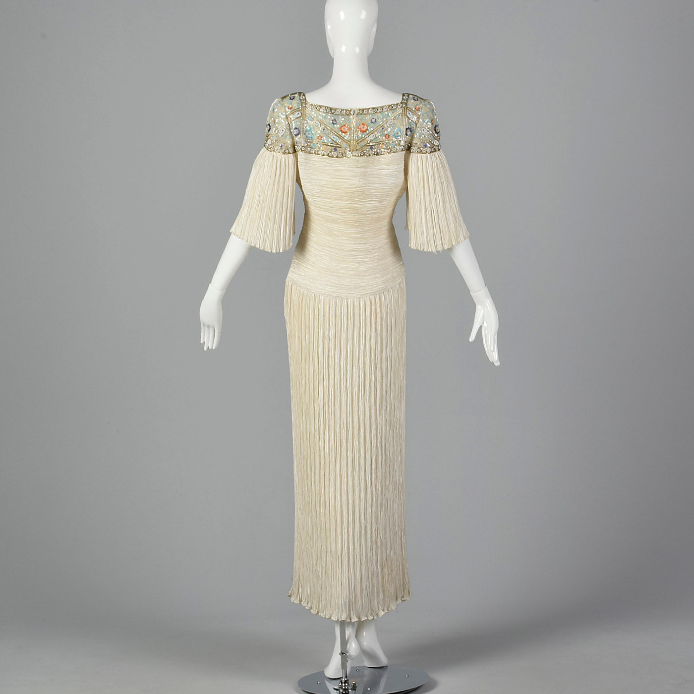 1980s Mary McFadden Dress with Beaded Neckline