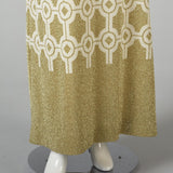 1970s Balmain Maxi Dress in Cream and Gold Lurex