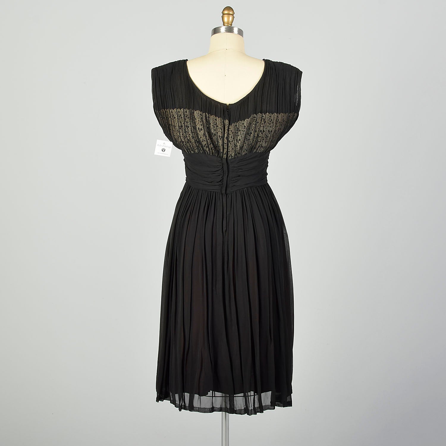 Medium 1950s Little Black Dress Evening Cocktail Illusion Bust