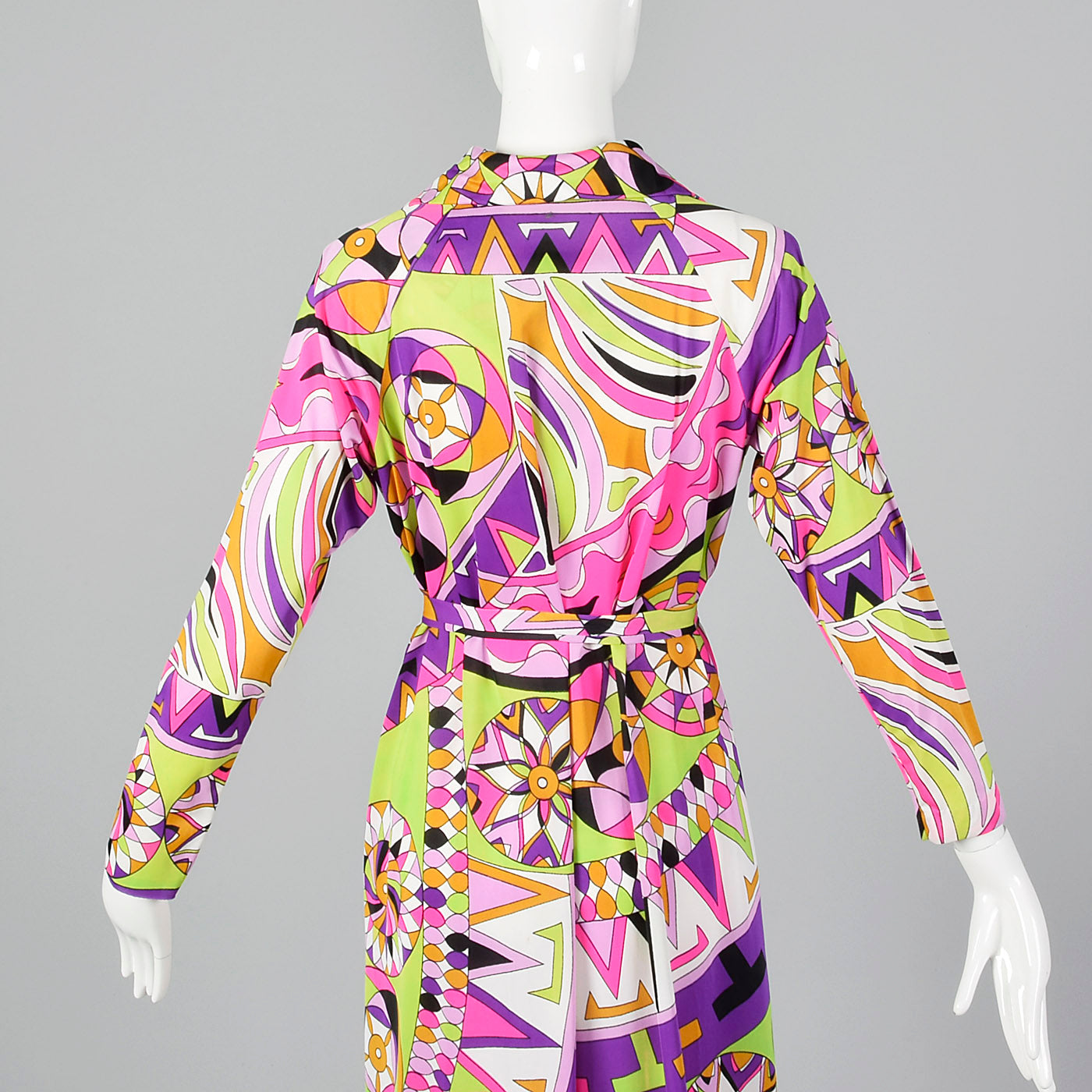 1970s Saks Fifth Avenue Nylon Lounge Dress with Zip Front