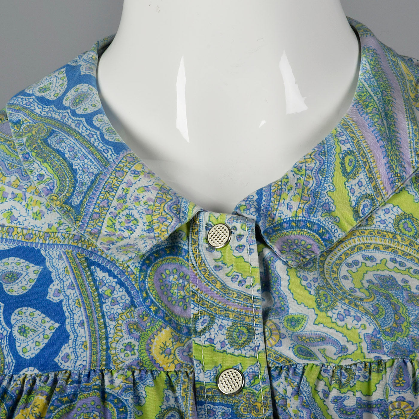 1960s Paisley Print Cotton House Dress