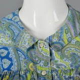 1960s Paisley Print Cotton House Dress