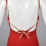 1930s Jantzen Red Swimsuit with Drawstring Back