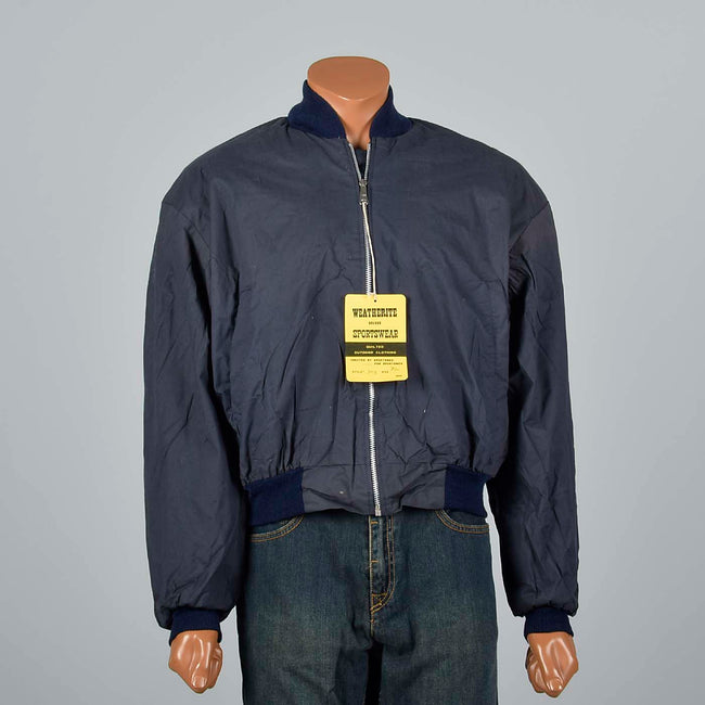 Large -XL 1960s Navy Blue Bomber Jacket