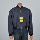 Large -XL 1960s Navy Blue Bomber Jacket
