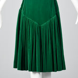 1950s Green Velvet Off Shoulder Party Dress