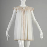 1960s White Babydoll Nightgown with Matching Peignoir