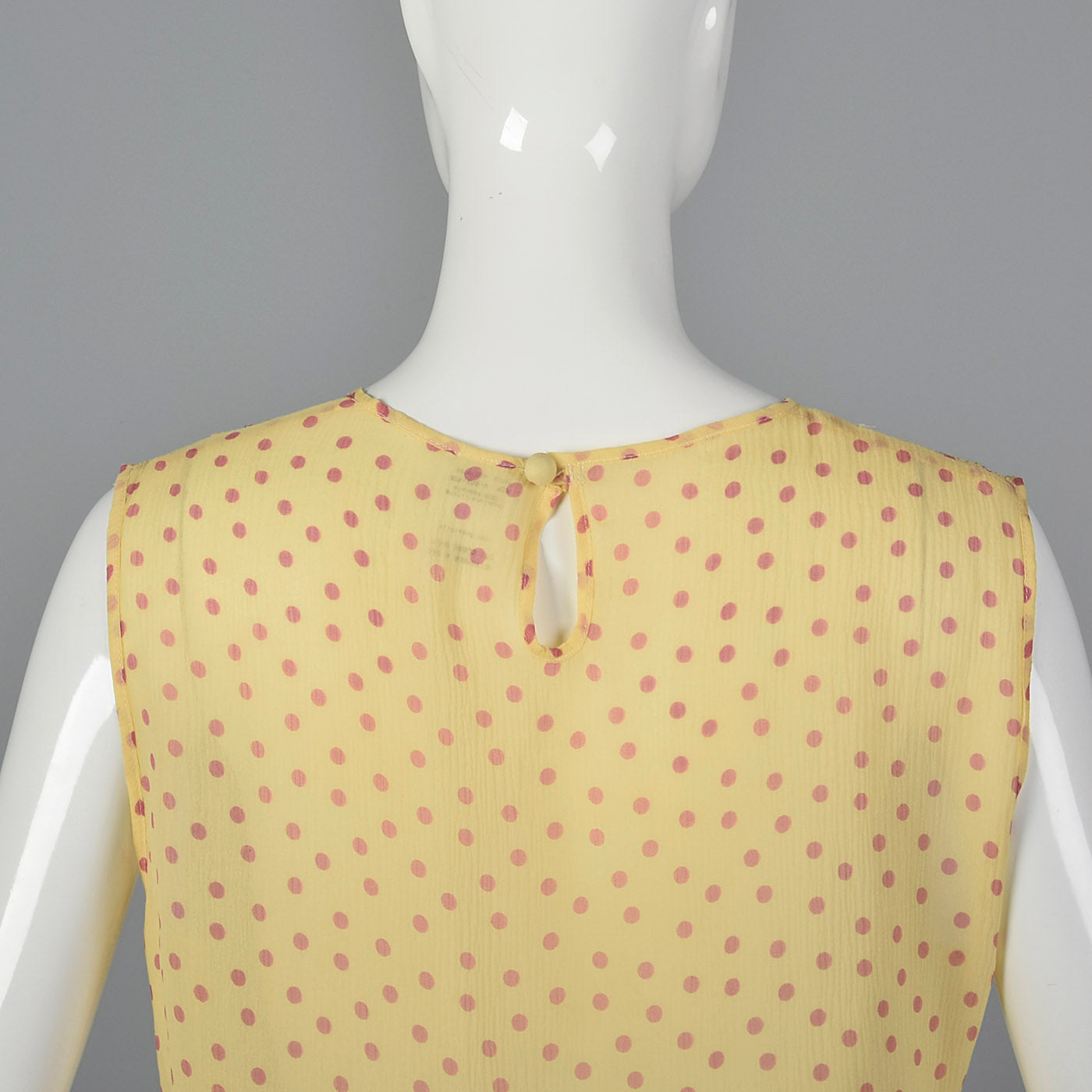 2000s Yellow Silk Blouse with Pink Polka Dots