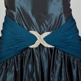 Medium Kevan Hall Couture Silk Taffeta Teal Evening Gown