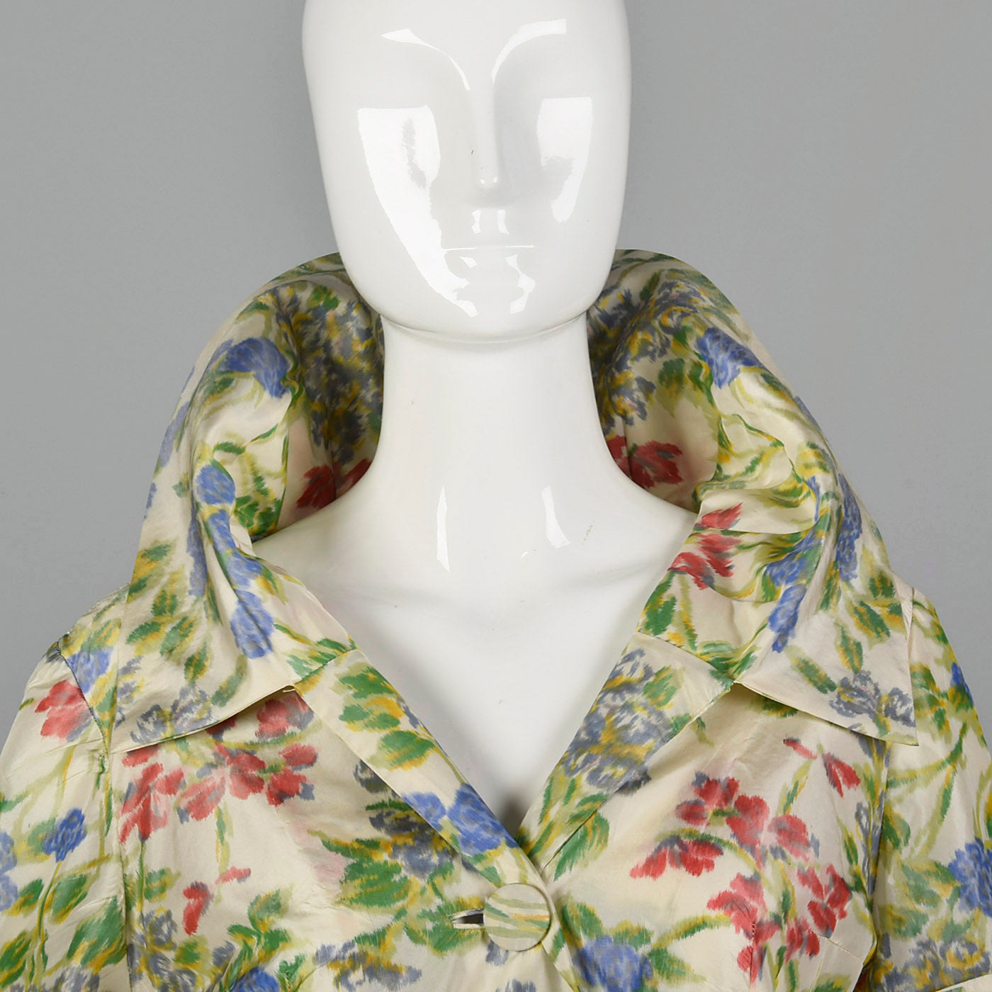 1950s Floral Silk Dressing Gown