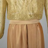 1970s Gold Maxi Dress with Bishop Sleeves