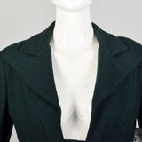 Small 1990s Karl Lagerfeld Blazer Avant Garde Green Wool Wide Lapel