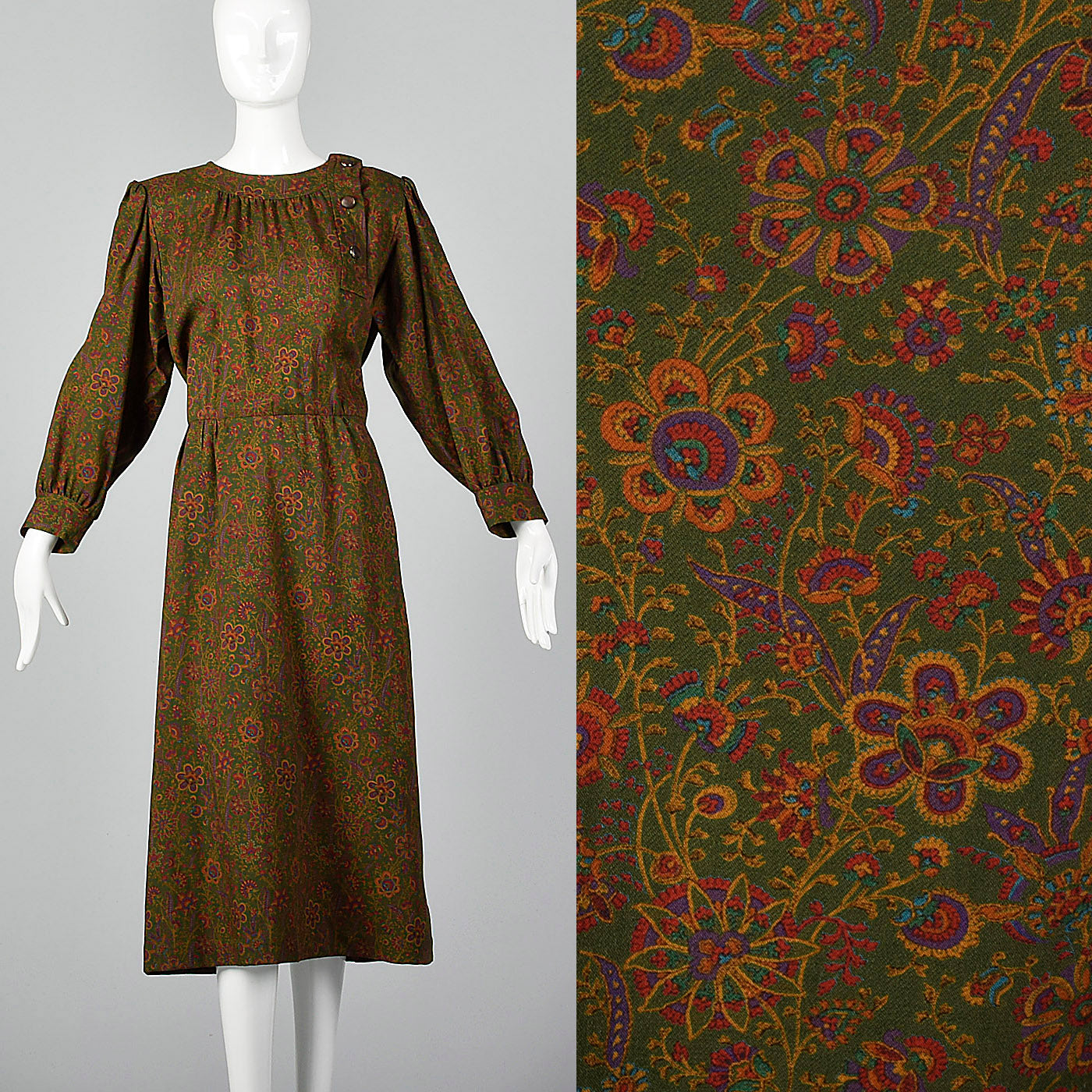 1970s Yves Saint Laurent Floral Print Dress