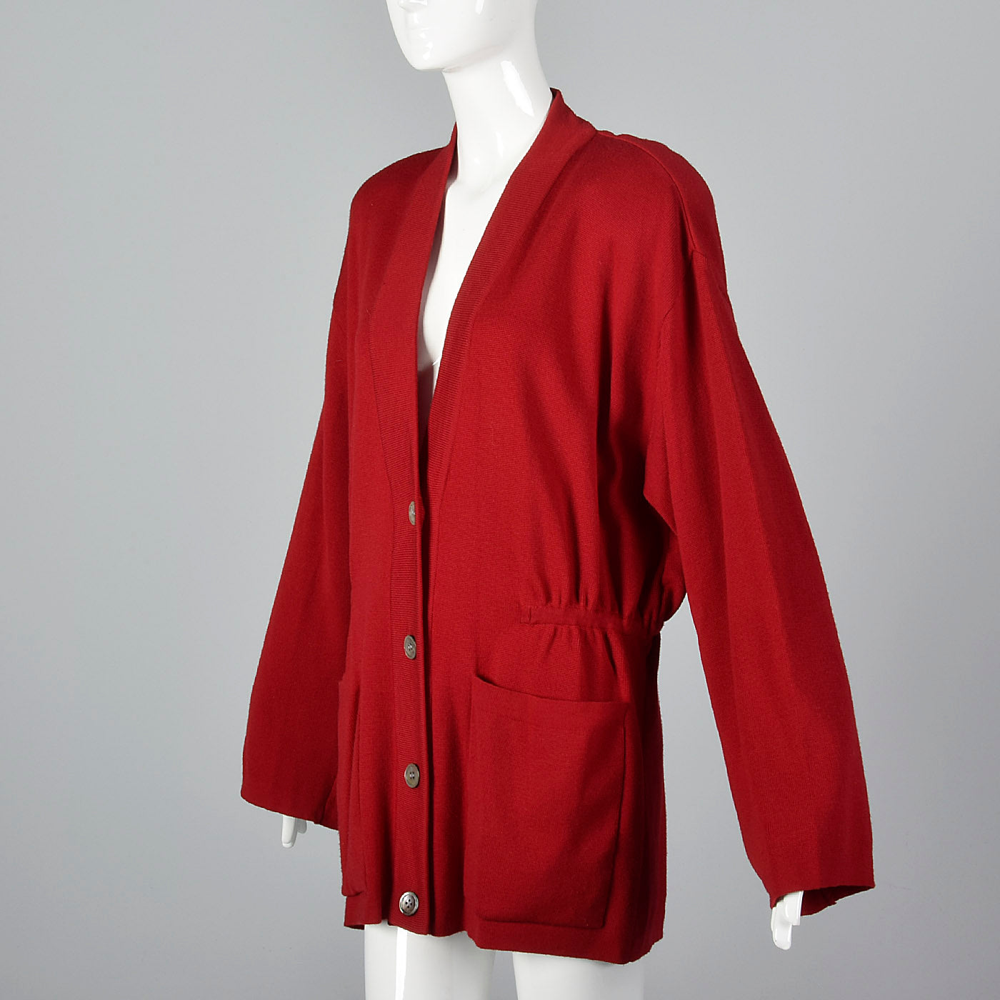 1980s Oversized Red Knit Cardigan