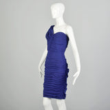 Medium 1990s Tadashi Shoji Asymmetric Cocktail Dress Purple One Shoulder Chiffon Gown Prom Dress