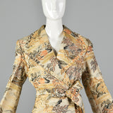 1950s Metallic Brocade Robe in Landscape Motif