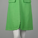 Medium Geoffrey Beene 1960s Green Zip Front Dress