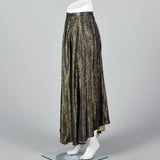 1980s Holly Harp Metallic Black & Gold Skirt