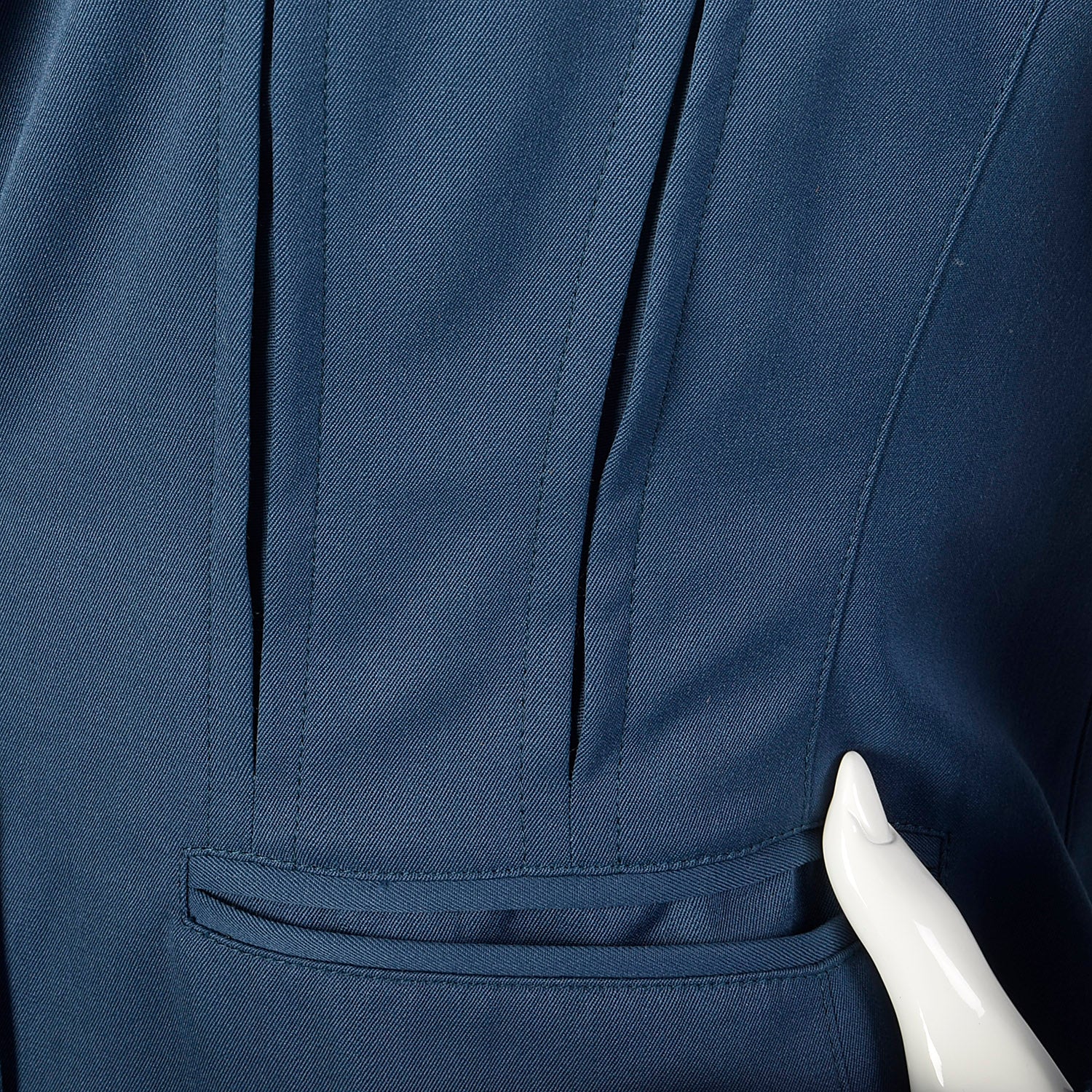 Small 1980s Claude Montana Suit Blue Hourglass Jacket Pleated Trouser
