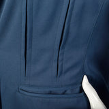 Small 1980s Claude Montana Suit Blue Hourglass Jacket Pleated Trouser