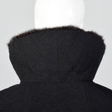 1950s Black Wool Coat with Mink Collar