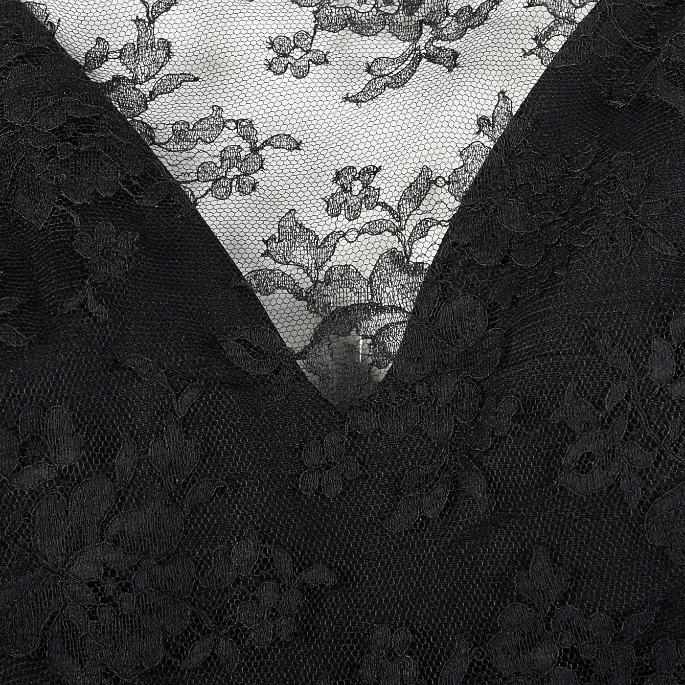 1960s Mignon Black Lace Mermaid Dress with a Stunning Neckline