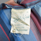 Large 1950s Blue Striped Cotton Day Dress