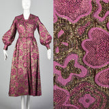 1970s Eddy George Metallic Pink Maxi Dress