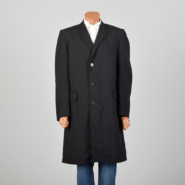 Medium 1960s Mens Black Top Coat