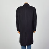 42 Large 1950s Mens Black Cashmere Overcoat