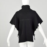 Giorgio Armani Black Cashmere Knit Poncho Sweater with Cowl Neck