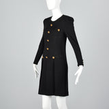 1980s Black Knit Dress with Gold Buttons