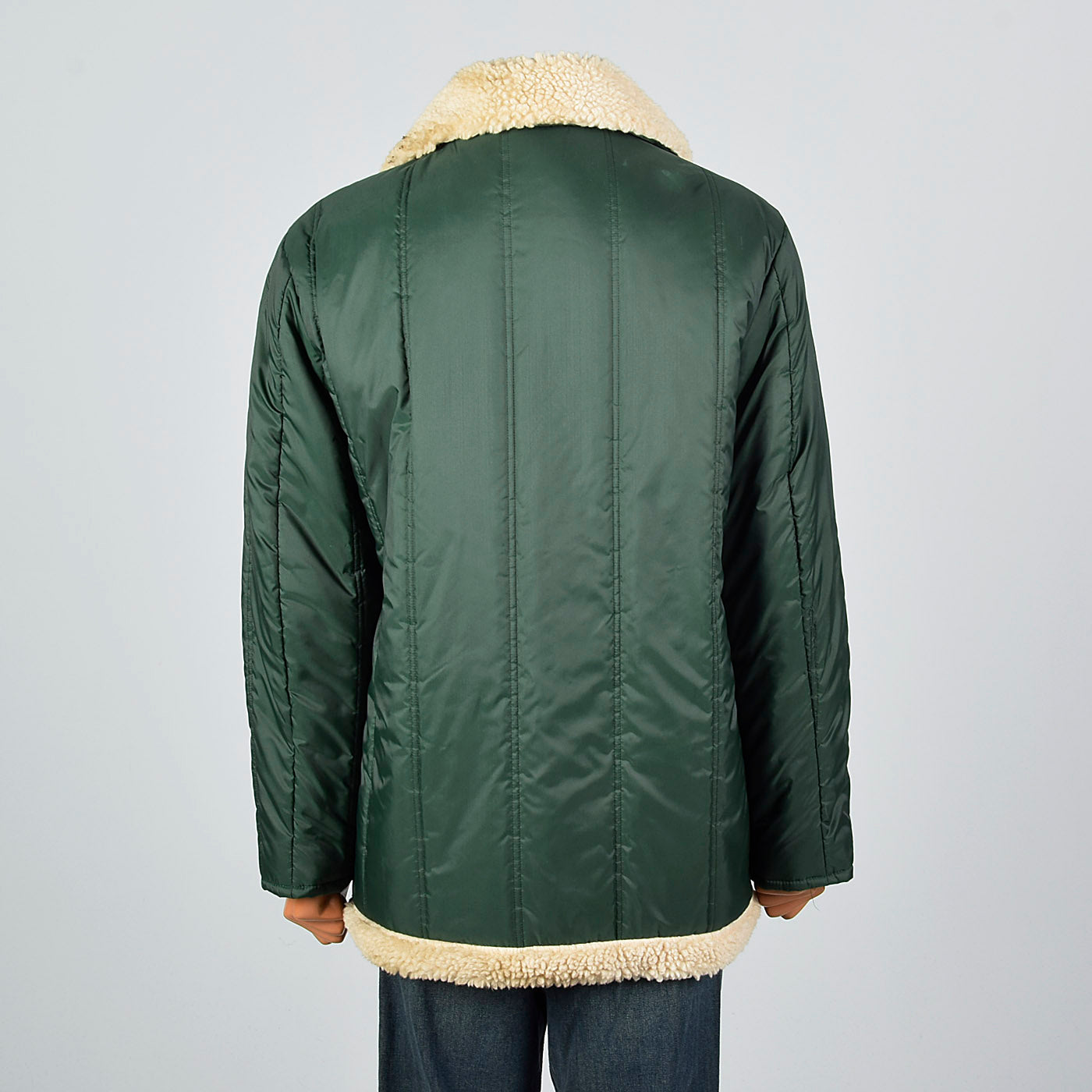 1960s Men's Green Satin Chore Coat