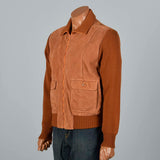 XL 1970s Brown Suede Jacket with Knit Sleeves