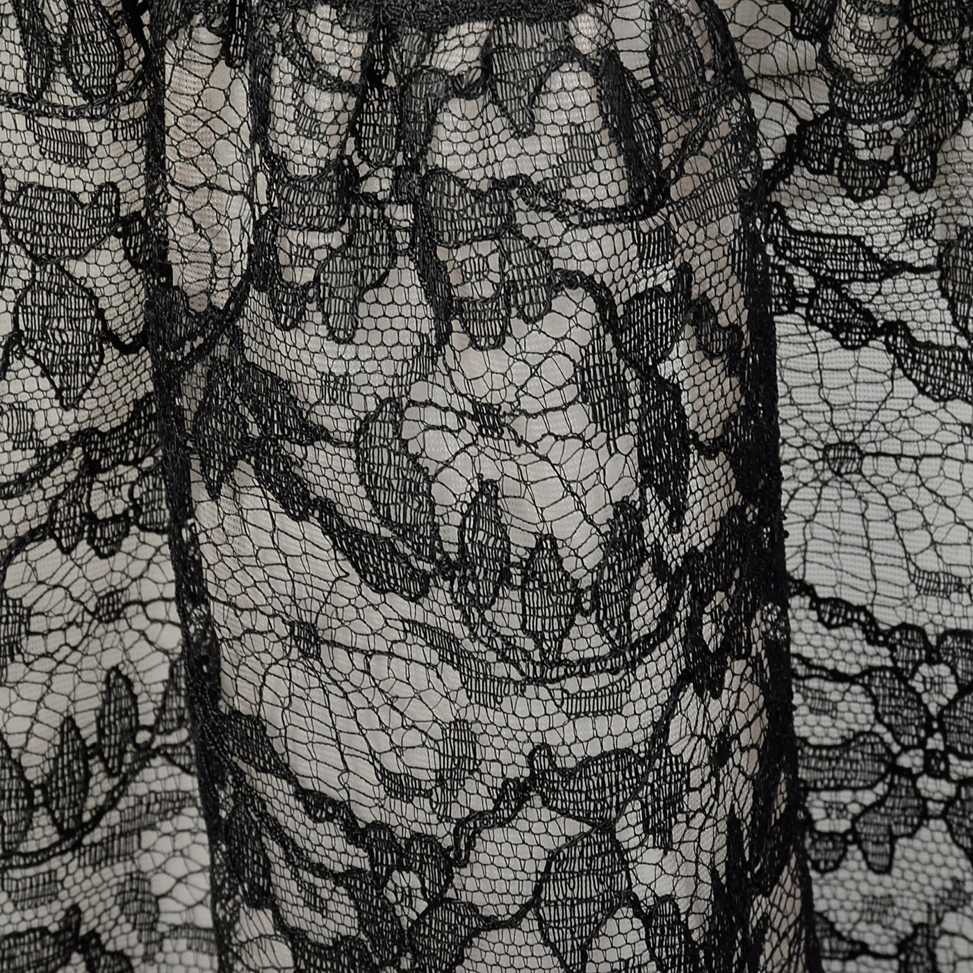 1950s Black Nylon Slip with Lace Hem & Bow Detail