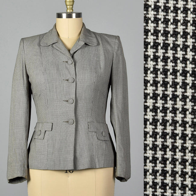 1950s Black and White Houndstooth Jacket