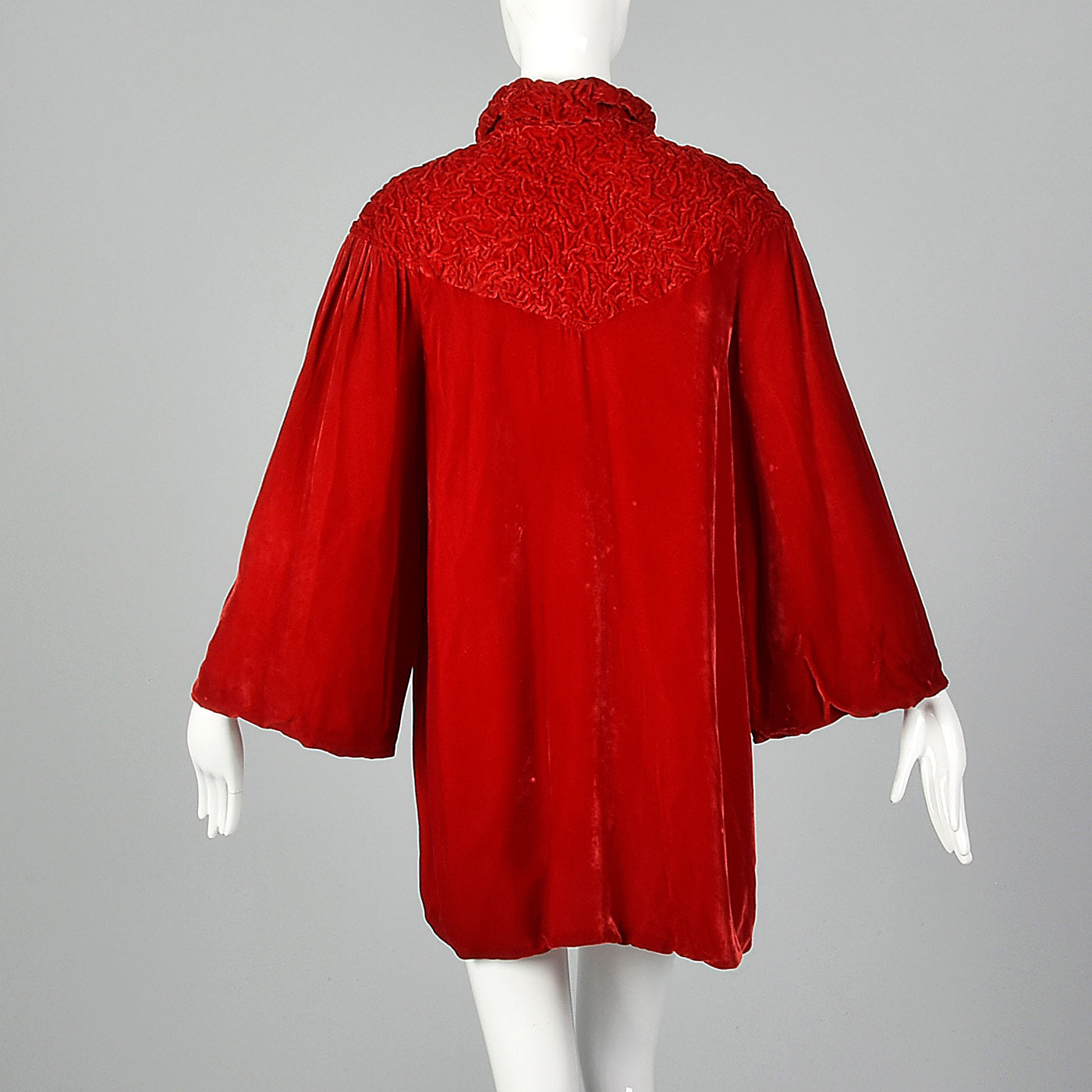 1940s Lightweight Red Velvet Swing Coat
